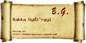 Babka Györgyi névjegykártya